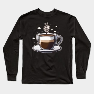 Hot coffee cup with clouds Long Sleeve T-Shirt